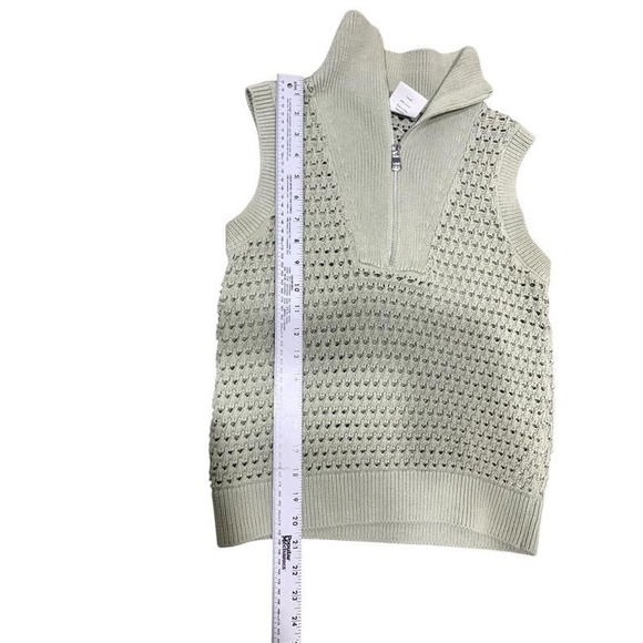 Varley Half Zip Tank Sage Green Open Knit Cotton Vest VAR01989 Small - Picture 9 of 9